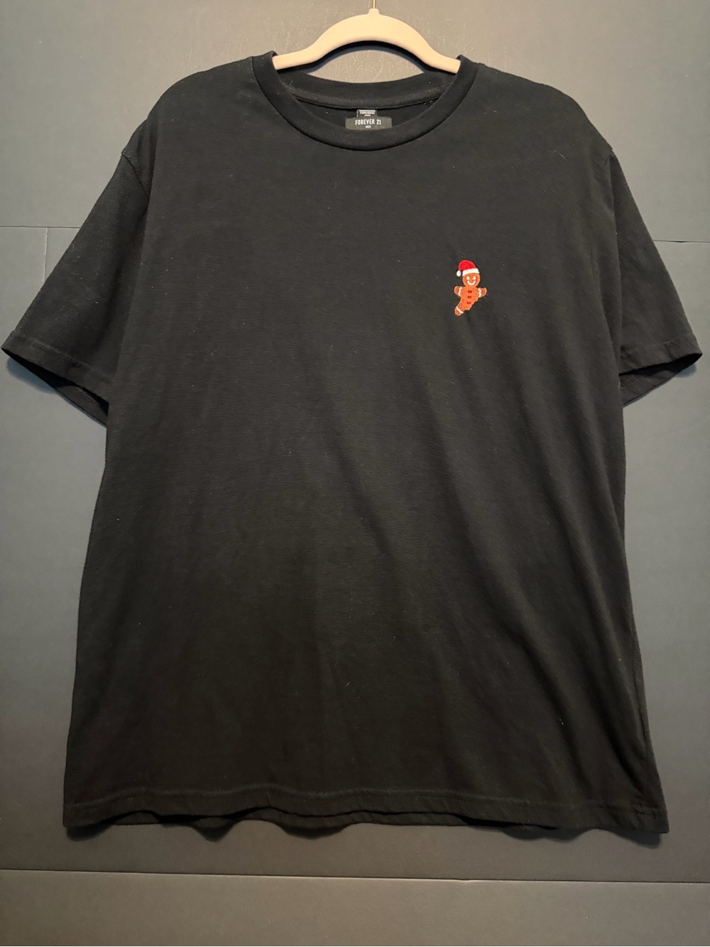 Forever 21 Black Short-Sleeve Tee with Gingerbread Chest Graphic